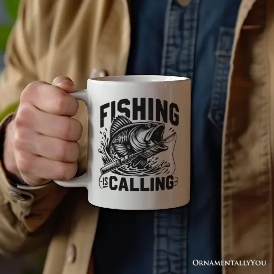 Fishing Is Calling Mug, Outdoor Dad Gift {1}