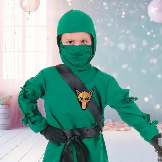 Unisex Green Ninja Costume for Halloween Play Dress Up {2}