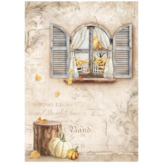 Stamperia Rice Paper Sheet A4-Golden Harmony Window {1}