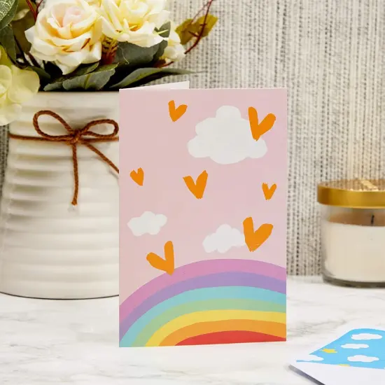 48 Pack Rainbow Cards with Envelopes for Thank You, Baby Shower, Birthday, Kids Stationary, Girls (Pastel, 4x6 In) Multicolor {2}