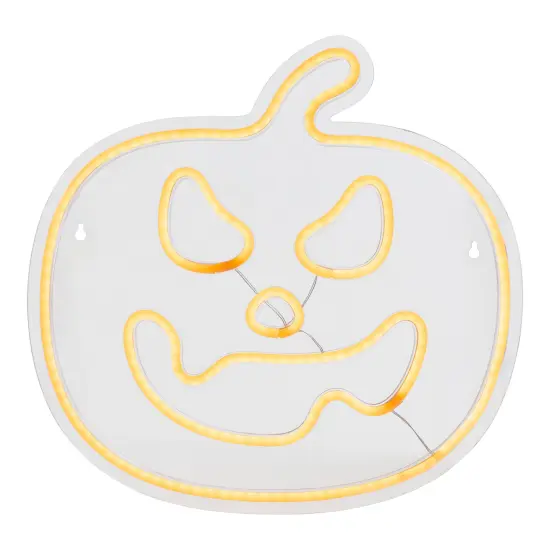 Northlight LED Jack-O-Lantern Neon Lighted Halloween Wall or Window Decoration - 15" - Orange {3}