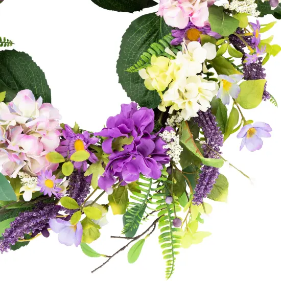 Northlight Hydrangea and Foliage Spring Floral Twig Wreath - 24" - Purple {5}