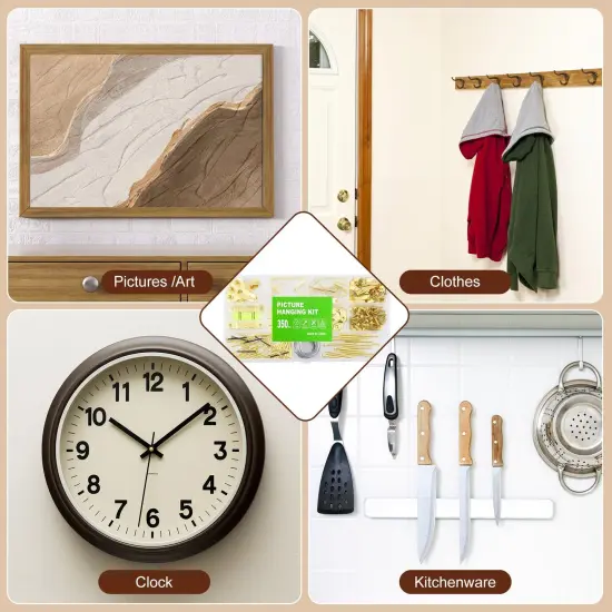350PCS Picture Hanging Kit, Heavy Duty Photo Frame Hangers with Sawtooth Hardware, D Rings, Nails, Level, Screws, Steel Wire for Picture, Painting, Mirror, Wall Art Mounting {3}