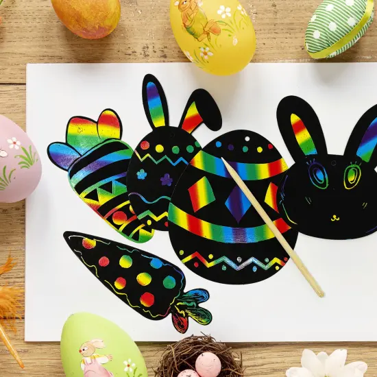 Wrapables 36pc Rainbow Scratch Arts Ornaments, DIY Magic Scratch Arts and Crafts, Easter {4}