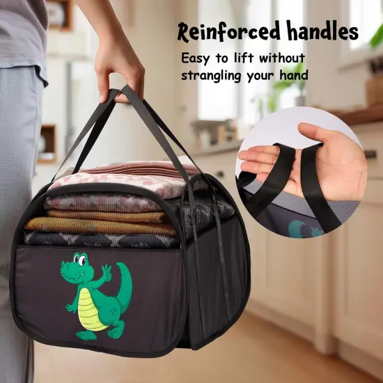 YOHOOLYO 95L Toy Storage Basket Box Chest for Boys Baby Toddler Kids, Collapsible Pop Up Large Mesh Toy Organizer Bin with Handles for Living Room Area, Playroom, Closet (Dinosaur&Lion) {3}