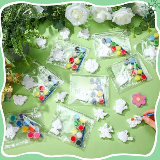 20 Set Spring DIY Painting Kit Ceramic to Paint Your Own Flowers Bee Snail Bird Butterfly Statues Unpainted Plaster Figurines Brushes Acrylic Paints Bags Party Favor for Adults {4}