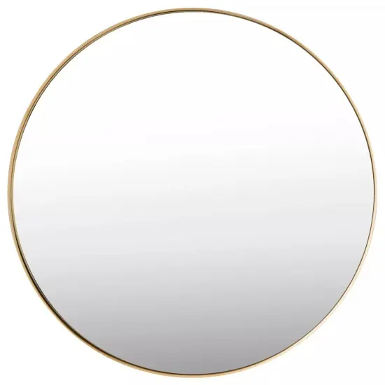 27.5" Modern Style Wall-Mounted Round Mirror Metal Bathroom Entryway Use Gold {1}