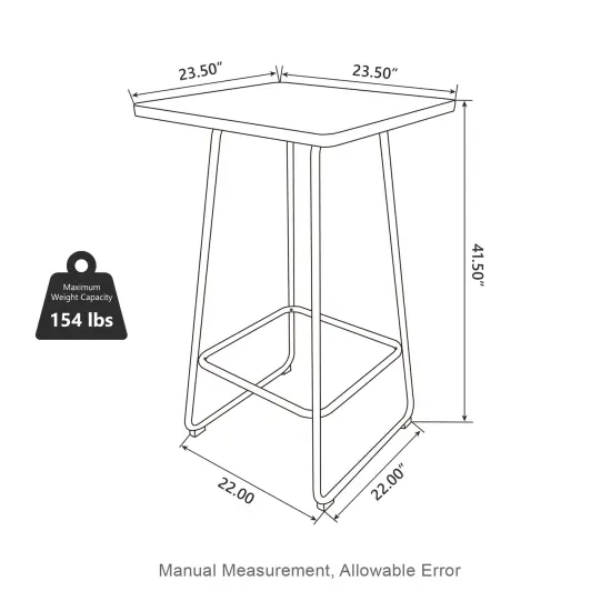 41"H Industrial Modern Square Wood Top Bar Height Pub Tables Brown {10}