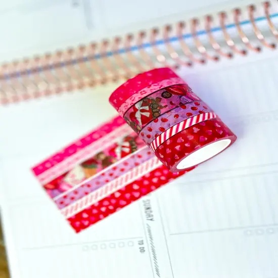 Valentines Day Love Red Pink Hearts Washi Tape Set February 2025 - W125 {3}
