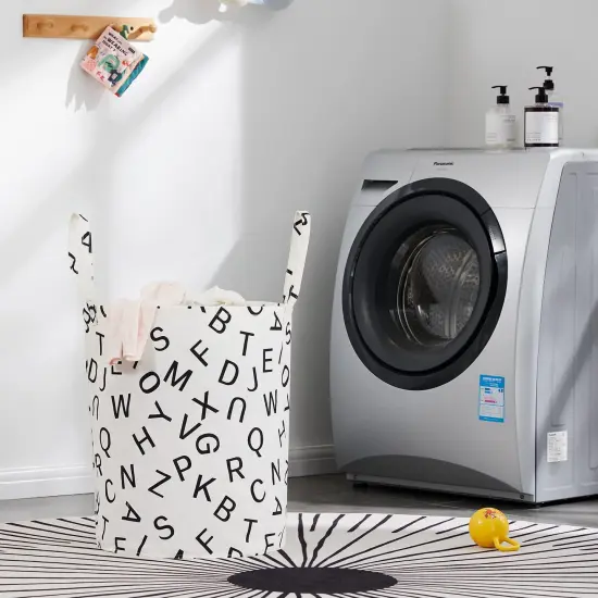 Large Storage Basket for Girls and Boys, Collapsible Laundry Hamper with Long Handles, Toy Bins for Nursery, Kids Room D&eacute;cor {6}