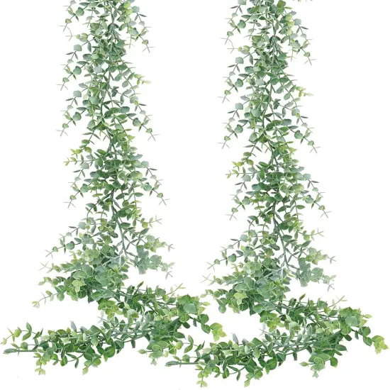 2 Packs Eucalyptus Garland, 12FT Faux Eucalyptus Greenery Garland, Artificial Eucalyptus Leaves Vine, Fake Hanging Eucalyptus Garlands Wedding Backdrop Arch Wall Table Party Decor (Grey Green) {1}
