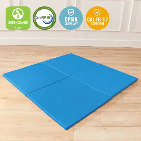 Play Patch Activity Mat Squares, Modular Playmat, 4-Pack French Blue {6}