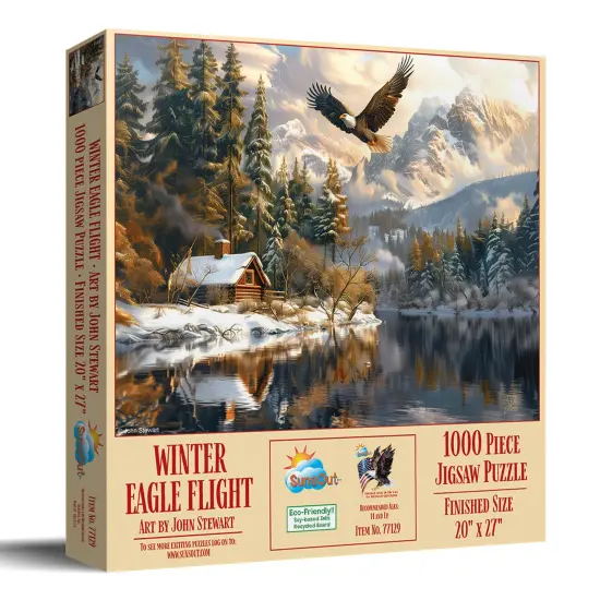 Sunsout Winter Eagle Flight 1000 pc Jigsaw Puzzle 77129 {3}