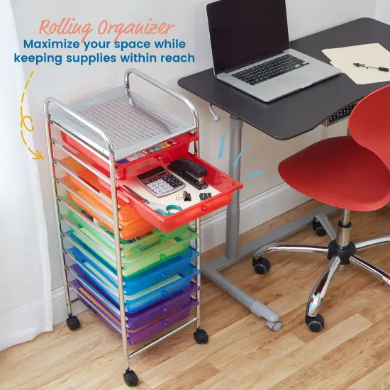 10-Drawer Mobile Organizer, Storage Cart Assorted {4}
