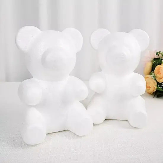 2 White 7" STYROFOAM BEAR 3D Animal Model DIY Craft Decoration Party Supplies {4}