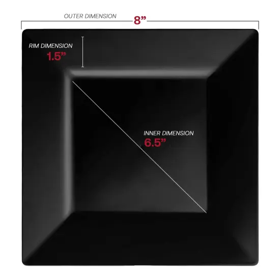 Black Square Plastic Salad Plates - 8" (120 Plates) {3}