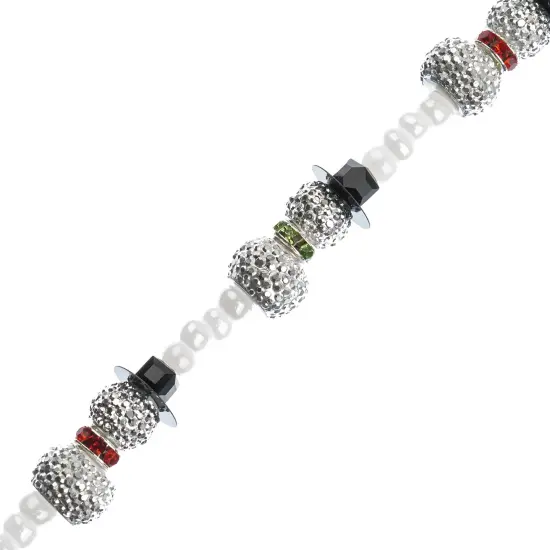 Crystal Lane DIY 7" Designer Holiday Glass Bead Mix Strand WhiteSparkly Snowmen {1}