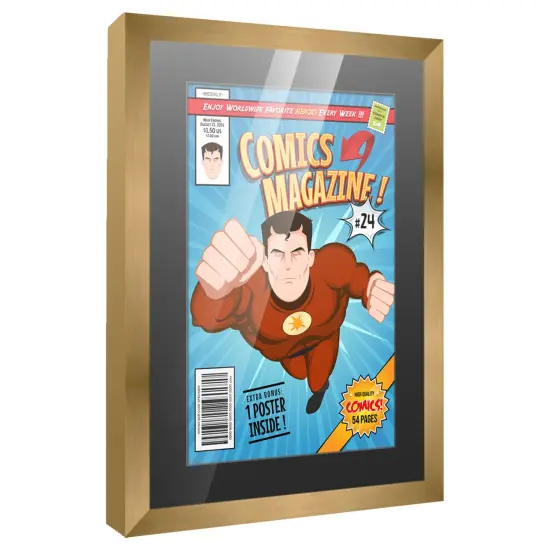 Comic Book Display Frame for Current Era Comic Published After 1985 - Bronze Wood Comic Frame With Black Mat for 6.875x10.5 Comic, 18 Frame Sizes {2}