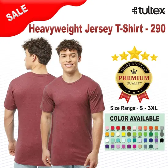 Tultex&reg; Heavyweight Jersey Short Sleeve Crew Neck T-Shirt Orange {2}
