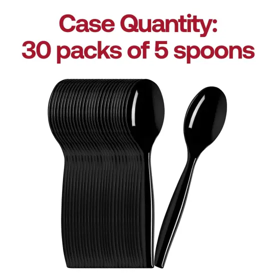 Black Disposable Plastic Serving Spoons (150 Spoons) {5}