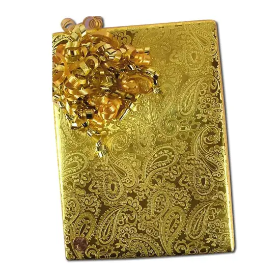 Gold Paisley Embossed Metallic Wrapping Paper 30" x 417" Roll {2}