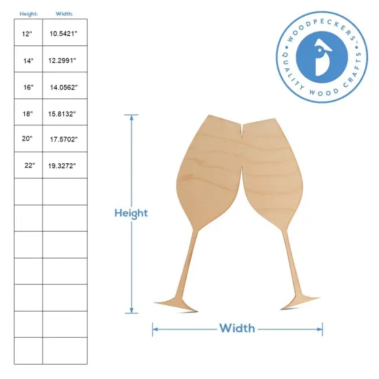 New Years Clinking Champagne Glasses Cutout From 12"- 22" |Woodpeckers {4}