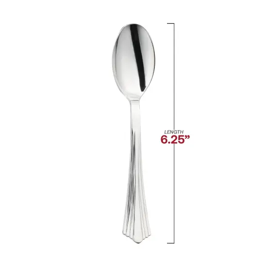 Shiny Metallic Groove Silver Plastic Spoons (600 Spoons) {3}