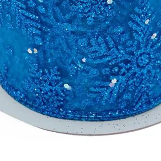 Blue Sparkle Snowflake Ribbon 10 Yards x 2.5 Inches 1 Roll Blue Sparcle Snow {4}