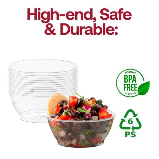 Clear Floral Round Disposable Plastic Soup Bowls - 10 oz. (240 Bowls) {4}