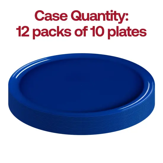 Solid Blue Flat Round Disposable Plastic Dinner Plates - 10" (120 Plates) {4}