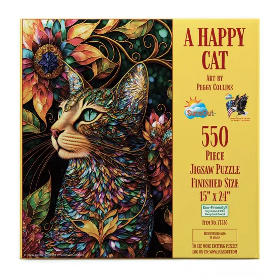 Sunsout A Happy Cat 550 pc Jigsaw Puzzle 71336 {4}