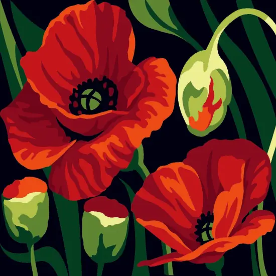 Needlepoint Kit Poppies MRCK7666024115 Margot de Paris Printed Tapestry Canvas {1}