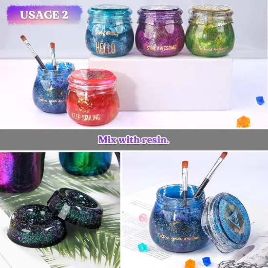 LET'S RESIN Chameleon Flakes, Resin Supplies -Intense Color Shift Pigment Powder for Resin Molds/Tumblers, Chrome Powder Pigment for Christmas Nail Art/Paint/Soap Making {5}