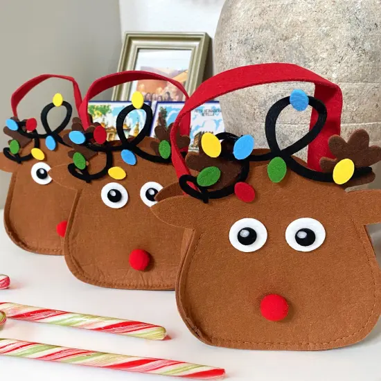 Wrapables Felt Reindeer Gift Bags, Holiday Decorations (Set of 3) {6}