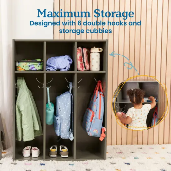 Streamline 3-Section Toddler Coat Locker Grey Wash {4}