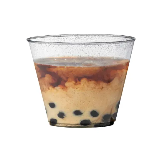 Clear with Silver Glitter Round Disposable Plastic Party Cups - 9 oz. (240 Cups) {2}