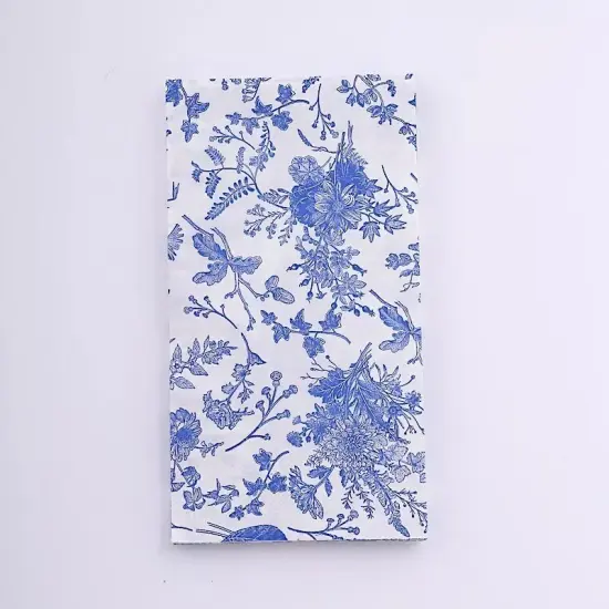 20 White 2 Ply Disposable Dinner Paper NAPKINS Blue Floral Design Party Events {1}