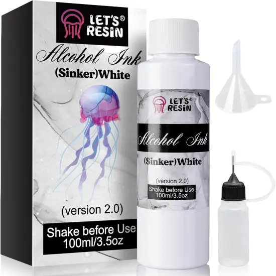 LET'S RESIN White Alcohol Ink for Epoxy Resin, Upgraded White Alcohol Ink 3.5oz/100ml, Alcohol-Based Resin Ink, White Resin Pigment for Resin Petri, Tumblers, Painting, Resin Art {1}