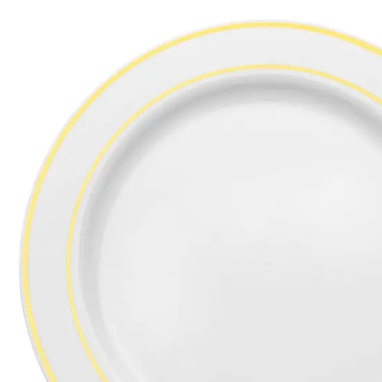 White with Gold Edge Rim Plastic Appetizer/Salad Plates - 7.5" (120 Plates) {1}