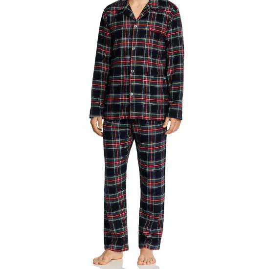 Men's Fleece PJ Set Red Black 1 Set Red / Blue {1}