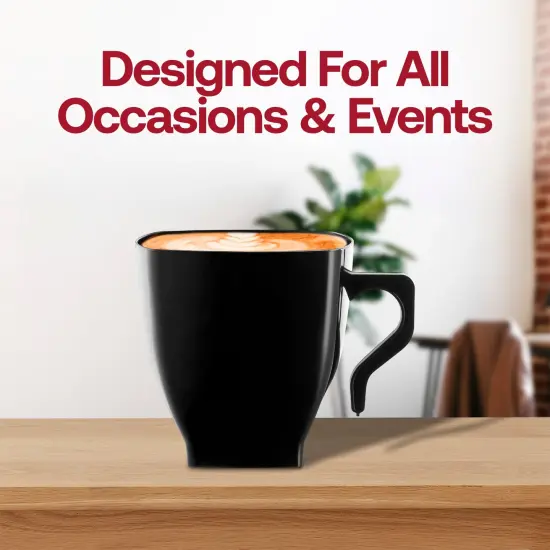 Black Square Plastic Coffee Mugs - 8 oz. (192 Mugs) {6}