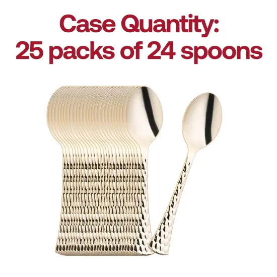 Shiny Gold Glamour Cutlery Disposable Plastic Spoons (600 Spoons) {5}