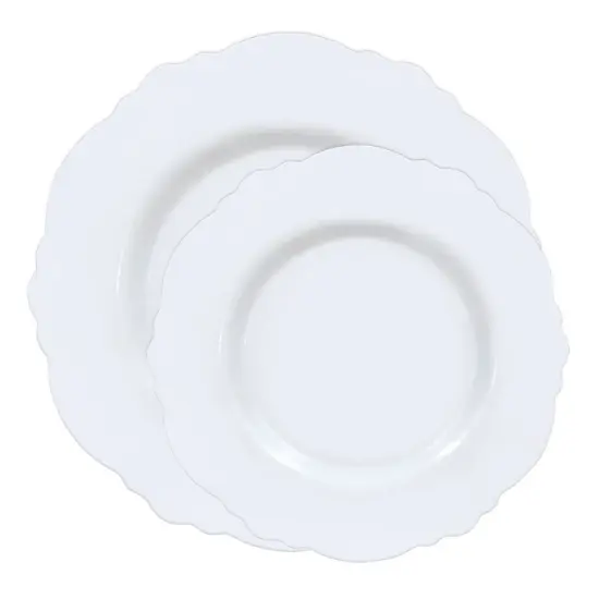 Solid White Round Blossom Disposable Plastic Dinnerware Value Set (120 Guests) {2}
