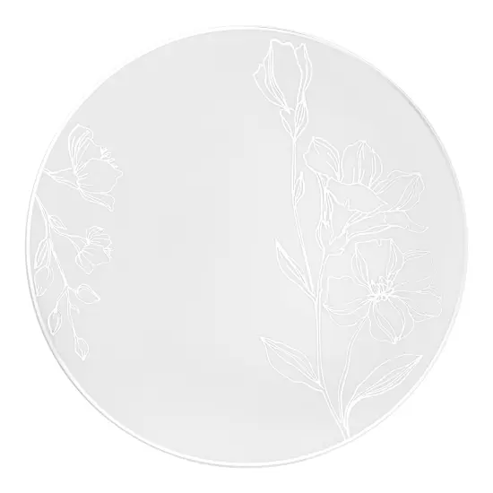 White with Silver Antique Floral Round Disposable Plastic Appetizer/Salad Plates - 7.5" (120 Plates) {2}
