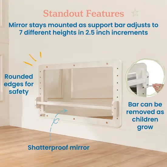 Wall-Mounted Coordination Mirror, Balance Mirror White Wash {5}