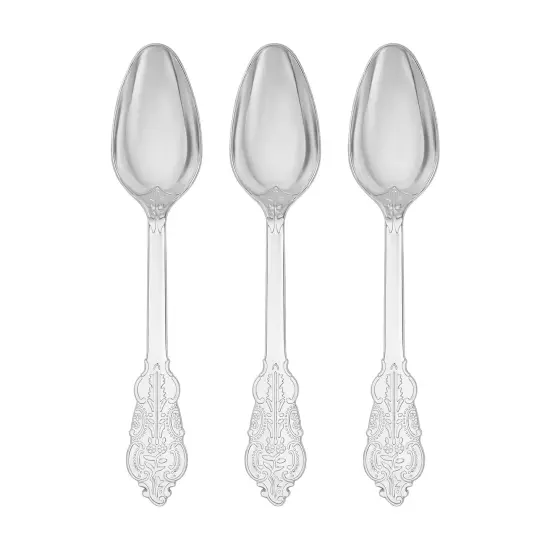 Shiny Baroque Silver Plastic Spoons (600 Spoons) {2}