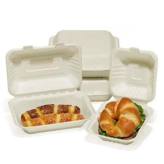 Molded Fiber Hinged Lid Containers 9 '' 9 '' 3 1/4 '' {1}