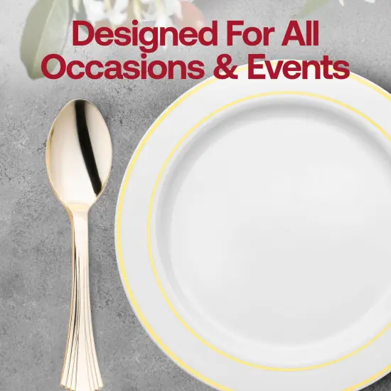 Shiny Metallic Groove Gold Plastic Spoons (600 Spoons) {6}