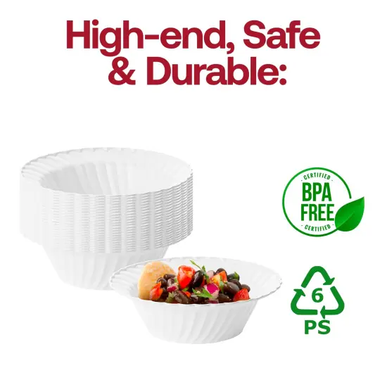 White Flair Plastic Dessert Bowls - 5 oz. (180 Bowls) {4}