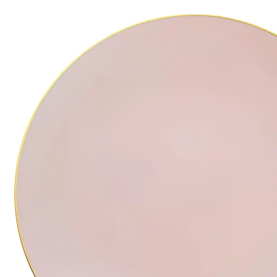 Pink with Gold Organic Round Disposable Plastic Dinner Plates - 10.25" (120 Plates) {1}